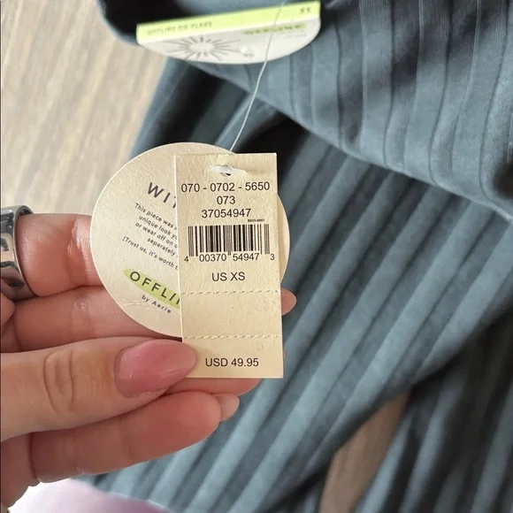 Aerie OFFLINE OG Flare Pants Ribbed High Rise Black XS NWT - Picture 6 of 6